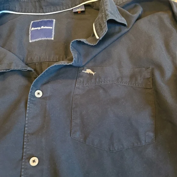 TOMMY BAHAMA Long sleeve Black cotton silk blend shirt size XLT - Picture 2 of 11